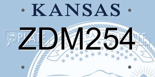 ZDM254 Kansas License Plate