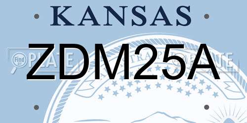 ZDM25A Kansas License Plate