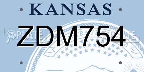 ZDM754 Kansas License Plate