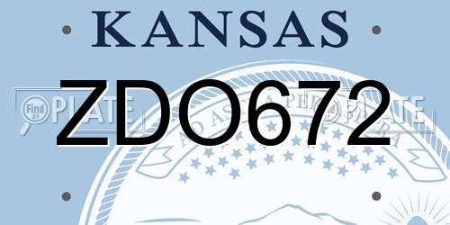 ZDO672 Kansas License Plate