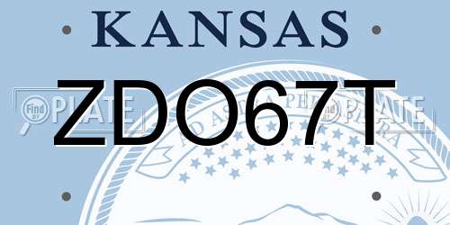 ZDO67T Kansas License Plate