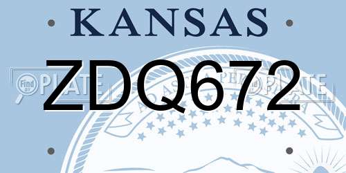 ZDQ672 Kansas License Plate