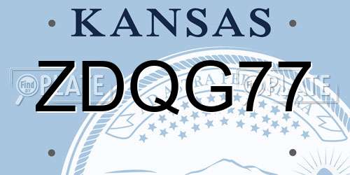 ZDQG77 Kansas License Plate