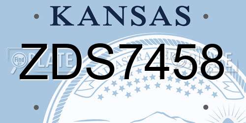 ZDS7458 Kansas License Plate
