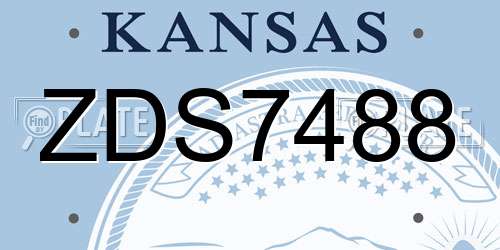 ZDS7488 Kansas License Plate