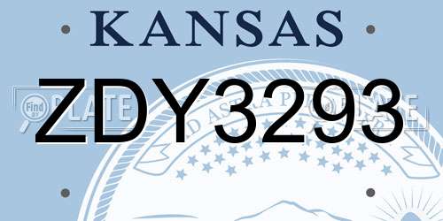 ZDY3293 Kansas License Plate