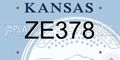 ZE378 Kansas License Plate