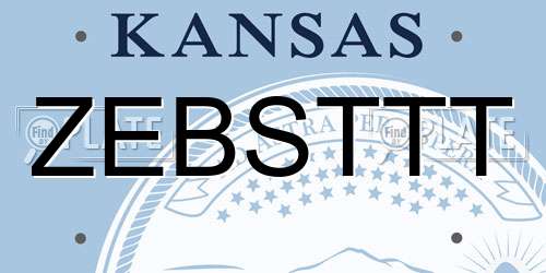 ZEBSTTT Kansas License Plate