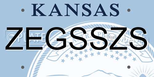 ZEGSSZS Kansas License Plate