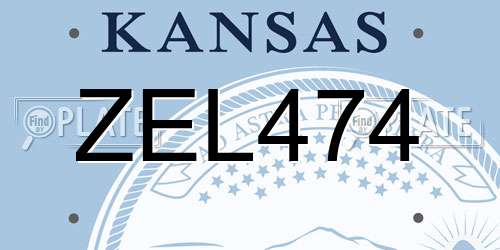 ZEL474 Kansas License Plate