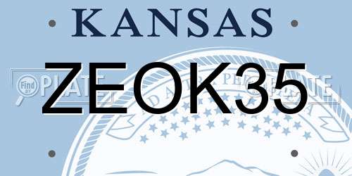 ZEOK35 Kansas License Plate