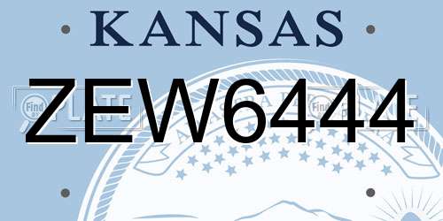 ZEW6444 Kansas License Plate