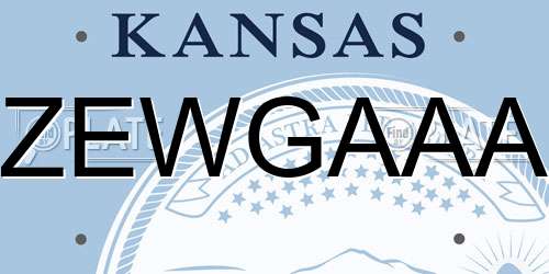 ZEWGAAA Kansas License Plate