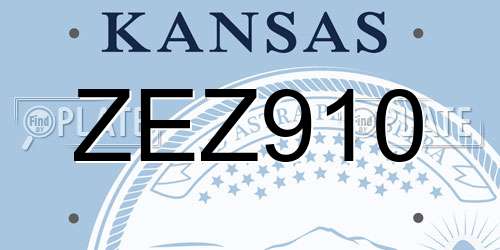 ZEZ910 Kansas License Plate