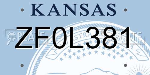 ZF0L381 Kansas License Plate