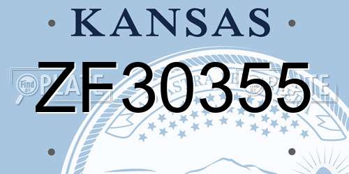 ZF30355 Kansas License Plate
