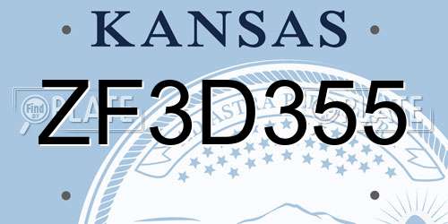 ZF3D355 Kansas License Plate