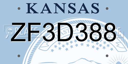 ZF3D388 Kansas License Plate