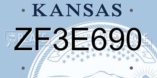 ZF3E690 Kansas License Plate