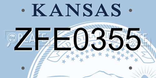 ZFE0355 Kansas License Plate