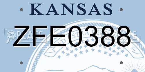 ZFE0388 Kansas License Plate
