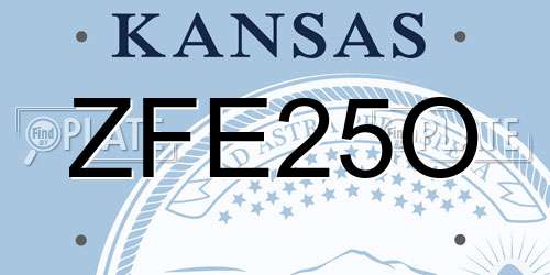 ZFE25O Kansas License Plate