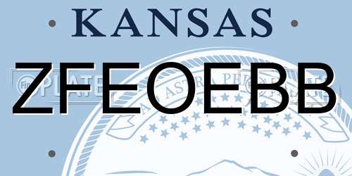 ZFEOEBB Kansas License Plate