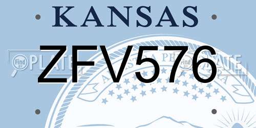 ZFV576 Kansas License Plate