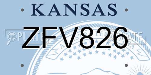 ZFV826 Kansas License Plate