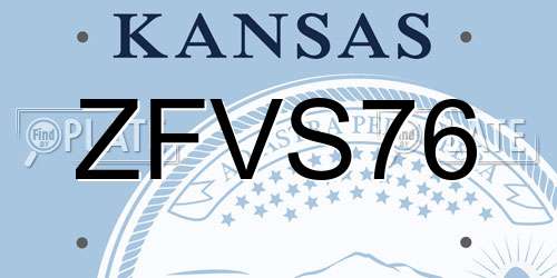 ZFVS76 Kansas License Plate