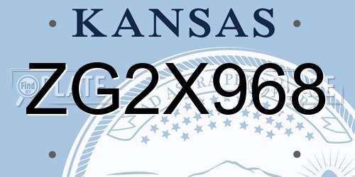 ZG2X968 Kansas License Plate