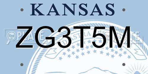 ZG3T5M Kansas License Plate