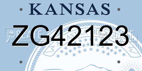 ZG42123 Kansas License Plate
