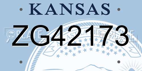 ZG42173 Kansas License Plate