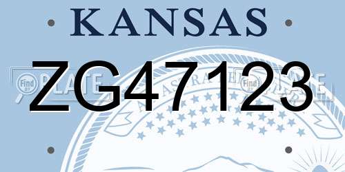 ZG47123 Kansas License Plate
