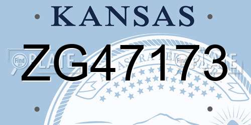 ZG47173 Kansas License Plate