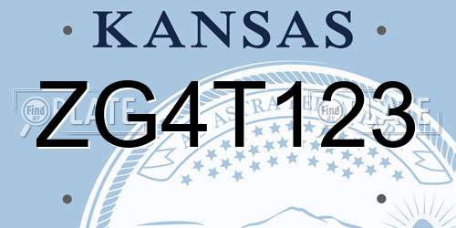 ZG4T123 Kansas License Plate