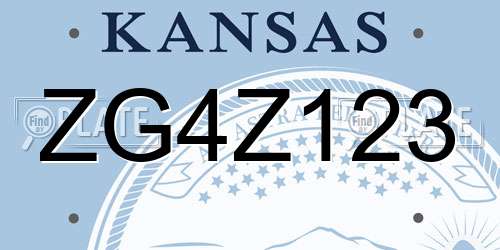 ZG4Z123 Kansas License Plate