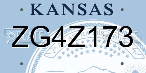 ZG4Z173 Kansas License Plate