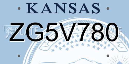 ZG5V780 Kansas License Plate
