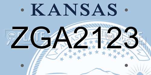 ZGA2123 Kansas License Plate