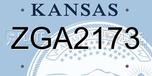 ZGA2173 Kansas License Plate