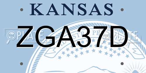 ZGA37D Kansas License Plate