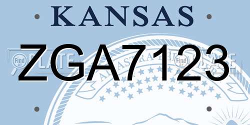 ZGA7123 Kansas License Plate