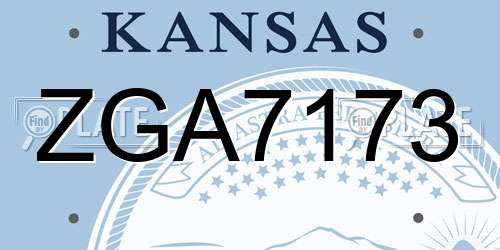 ZGA7173 Kansas License Plate