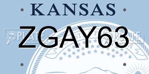 ZGAY63 Kansas License Plate