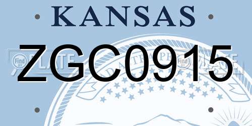 ZGC0915 Kansas License Plate