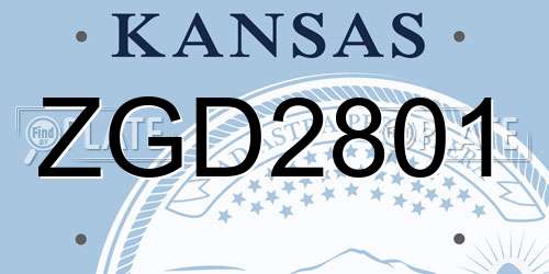 ZGD2801 Kansas License Plate