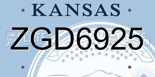 ZGD6925 Kansas License Plate