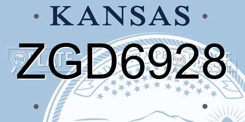 ZGD6928 Kansas License Plate